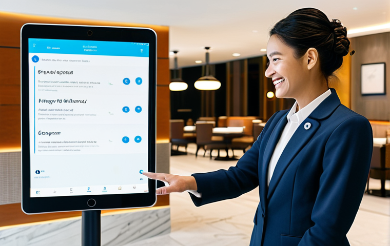 호텔 관광 경영의 R D - AI-Powered Hotel Concierge**

A brightly lit, modern hotel lobby. A friendly, fully clothed concierg...