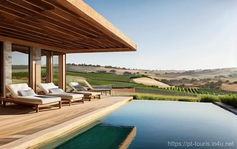 호텔 산업의 환경 친화적 경영 - **Prompt 1: Sustainable Serenity in Alentejo**
    A breathtaking, photorealistic image of a modern,...