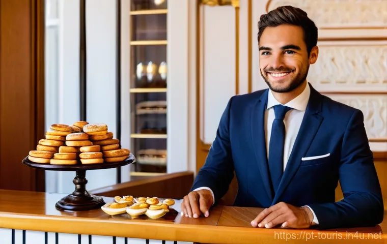 호텔 관광 경영의 기업문화 - **Prompt:** A warm, inviting scene in a sunlit boutique hotel lobby in a city like Lisbon, Portugal....