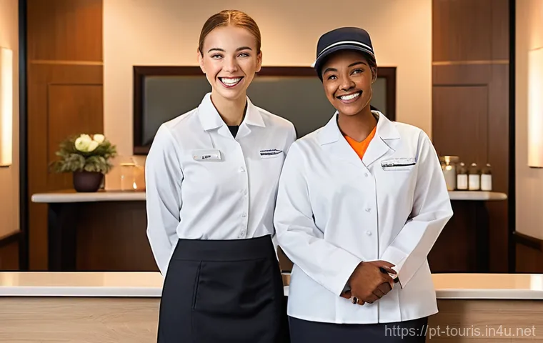 호텔 관광 경영의 기업문화 - **Prompt:** A warm, inviting scene in a sunlit boutique hotel lobby in a city like Lisbon, Portugal....